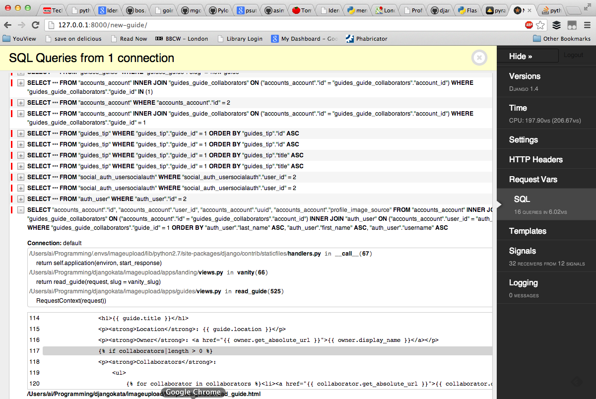 django-debug-toolbar SQL